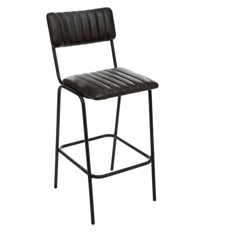 Tabouret de bar en cuir noir Dario Atmosphera