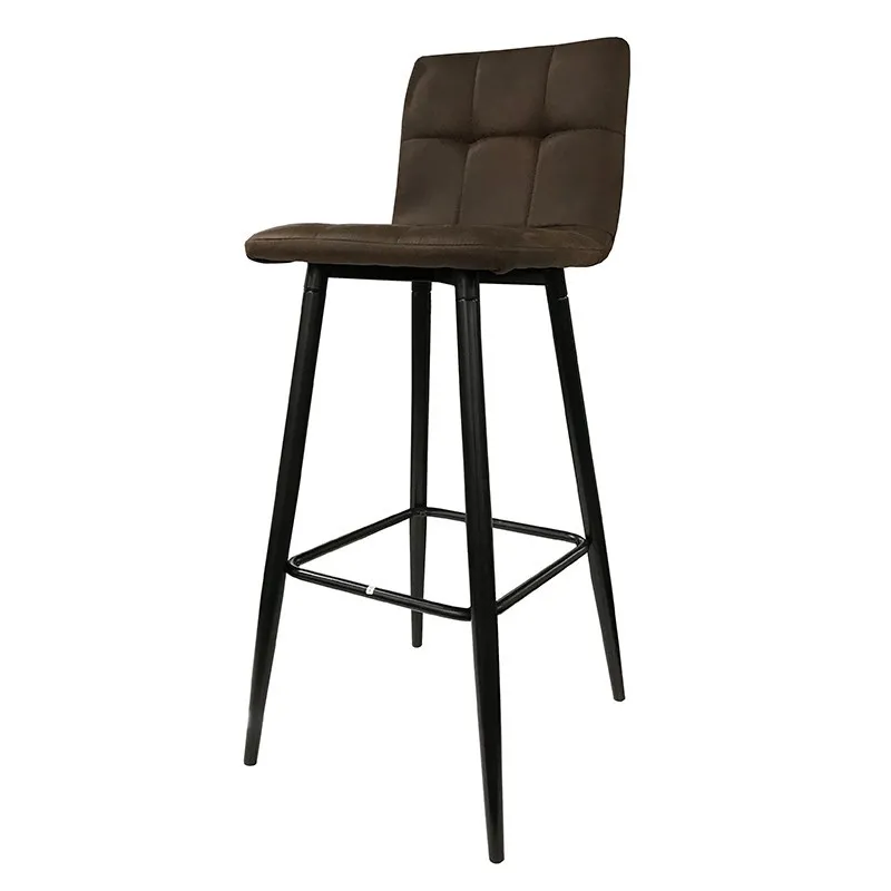 Tabouret de bar marron pieds métal noir