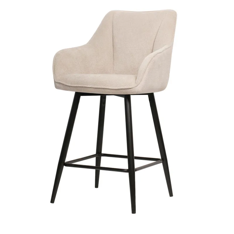 Tabouret de bar pivotant Rio beige pieds métal noir