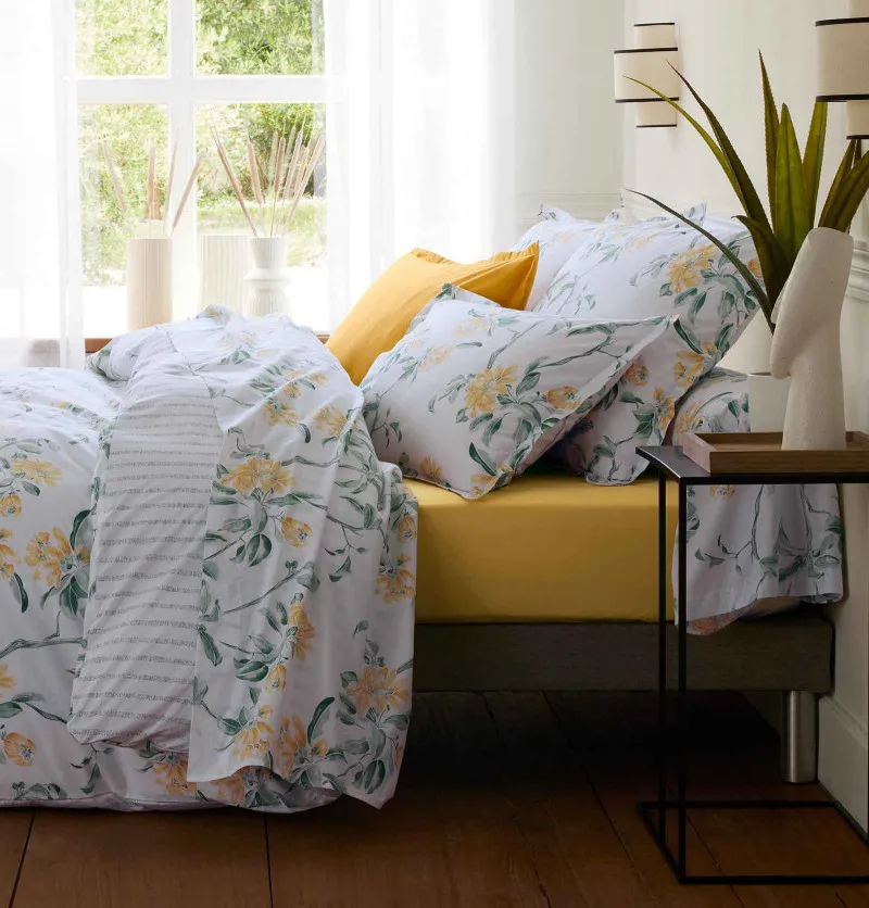 Taie de traversin percale Elena ambre