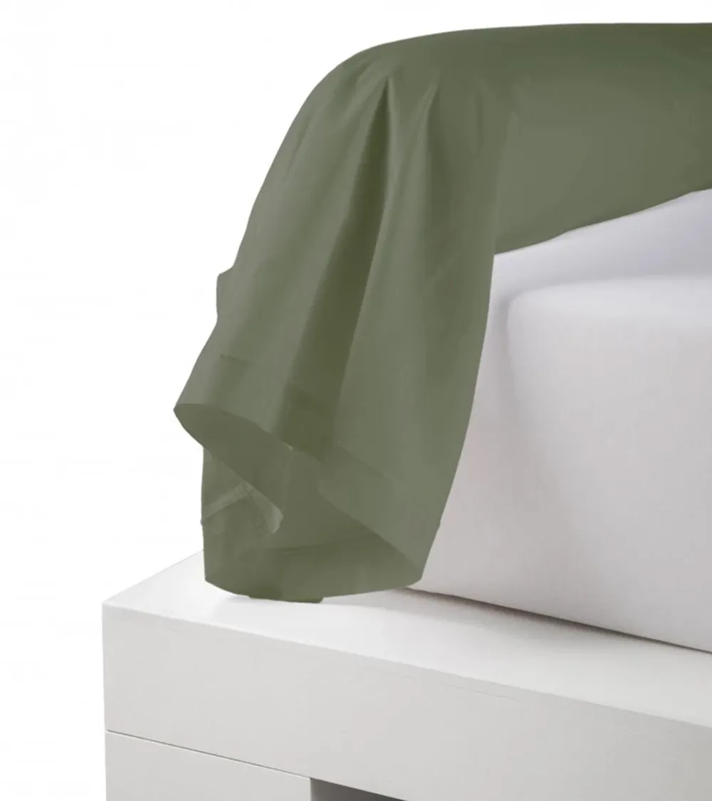 Taie de traversin unie en percale de coton KAKI
