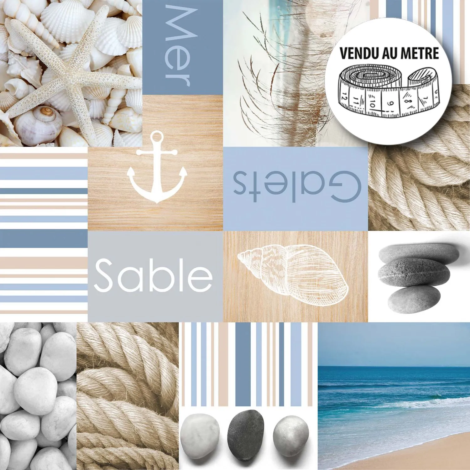 Toile cirée au mètre - Largeur 140 cm - Galets