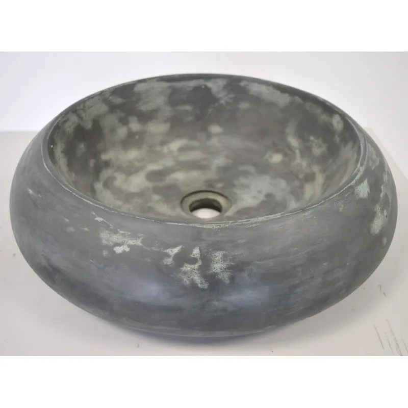 Vasque Lavabo à Poser en Marbre NOVEAQUA Ronde Gris - V21 - NEUVE