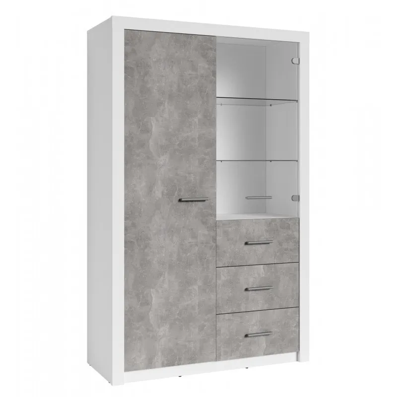 Vitrine 2 portes blanc et gris béton Gent