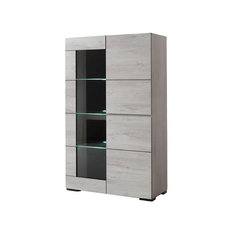 Vitrine éclairage LED chêne blanchi Elba